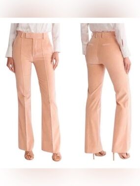 NEW FRAME Slim Stacked Velvet Flare Trousers Pants Size 12